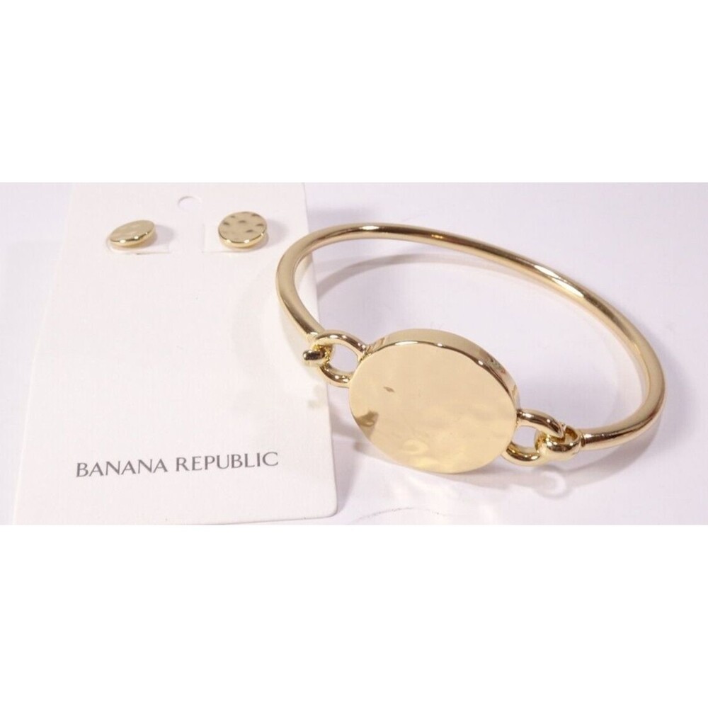 Banana Republic Women's Hammered Circle Earrings Bracelet Set of 2 NWT 85
